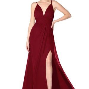 Azazie Maren Allure Bridesmaid Dress - Burgundy - Size 6 - NWT